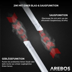 AREBOS Aschesauger 1200W | 20L | Mit 3 Rollen | Inkl. HEPA Filter | Schwarz/Rot -Garten- & Gewächshäuser Geschäft 90744f4168da80e8508d6d317a70c336