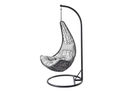 Mirjan24 Hängesessel Boho, Stilvoll Hängestuhl, Gartensessel Mit Stahlskelett, Hängekorb, Kokon (Farbe: Grau, Kissen: Grau)