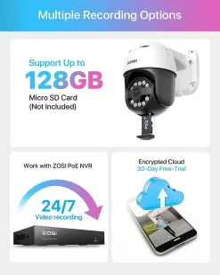 ZOSI 5MP PoE Überwachungskamera Aussen, 355°/140° Schwenkbar PTZ Dome Kamera Outdoor Mit 2-Wege-Audio, Automatisch Verfolgung, 8X Digital Zoom C296 -Garten- & Gewächshäuser Geschäft 90b57af3aa8b46af4a129a2d7a76f56a