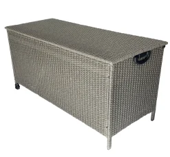 KMH® Polyrattan Kissentruhe Mit Rollen Grau