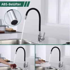 Aihom Wasserhahn Küche Schwarz Mit Flexibler Auslauf Küchenarmatur Mit Hoher Auslauf (235mm) Spültischarmatur Schwarz Mischbatterie Küche Aus Messing -Garten- & Gewächshäuser Geschäft 90ba76e44732065ad285a7bb6e9ef7ad