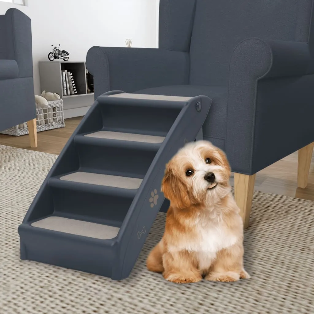 VidaXL Hundetreppe Mit 4 Stufen Klappbar Dunkelgrau 1 VidaXL Hundetreppe Mit 4 Stufen Klappbar Dunkelgrau
