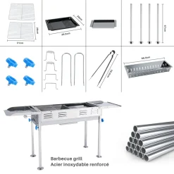 BIGZZIA Grill Aus Edelstahl, 2 In 1 Tragbarer Holzkohlegrill Mit Brat- Und BBQ-Funktion, Höhenverstellbarer Grill Holzkohle Mit Doppelseitiger Ablagefläche, Idealer BBQ-Grill Für Camping, Garten 6 BIGZZIA Grill Aus Edelstahl, 2 In 1 Tragbarer Holzkohlegrill Mit Brat- Und BBQ-Funktion, Höhenverstellbarer Grill Holzkohle Mit Doppelseitiger Ablagefläche, Idealer BBQ-Grill Für Camping, Garten -Garten- & Gewächshäuser Geschäft 90cecb7a41db2a0986332bec45082370