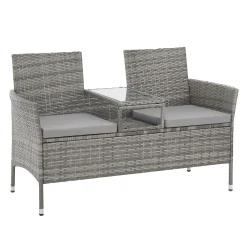 SVITA CHICAGO Rattan-Bank Garten-Bank Lounge Sitzecke Grau