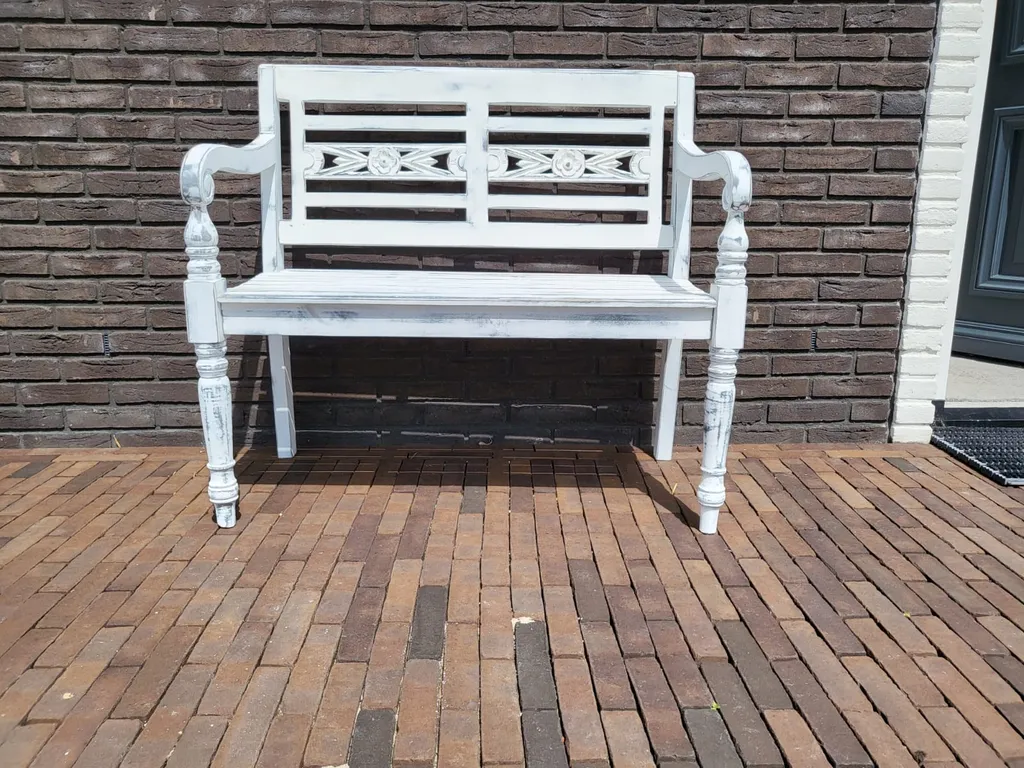 Ambiente-Lebenart.de Teakbank-Landhaus-Bank-Parkbank-Gartenbank-Blumen-Bank-Balkon-Bank 2 Sitzer Shabby Chic White Washed Antik Weiss 6 Ambiente-Lebenart.de Teakbank-Landhaus-Bank-Parkbank-Gartenbank-Blumen-Bank-Balkon-Bank 2 Sitzer Shabby Chic White Washed Antik Weiss – Bild 6