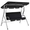 Juskys Hollywoodschaukel 3-Sitzer Mit Dach & Sitzauflage – Gartenschaukel 200 Kg Belastbar – Schaukelbank Für Garten & Terrasse - Schwarz