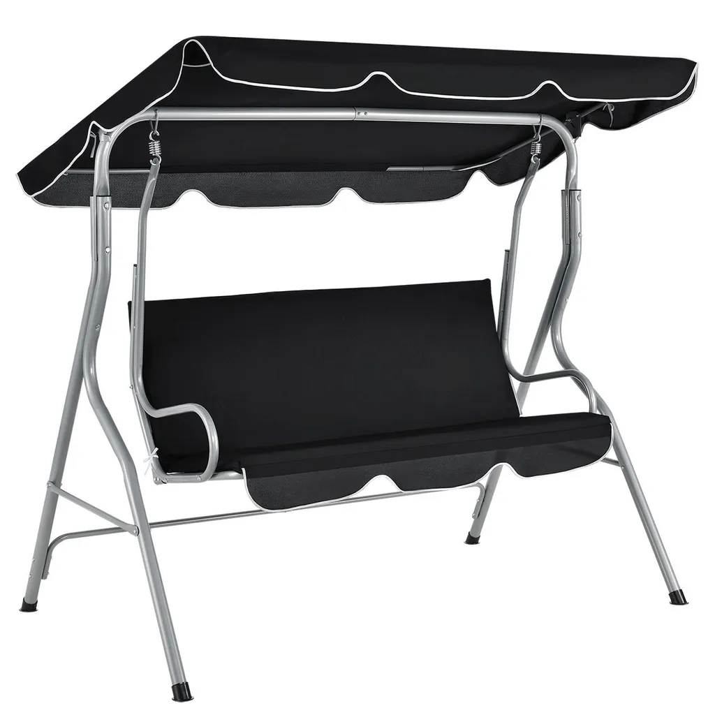 Juskys Hollywoodschaukel 3-Sitzer Mit Dach & Sitzauflage – Gartenschaukel 200 Kg Belastbar – Schaukelbank Für Garten & Terrasse - Schwarz 1 Juskys Hollywoodschaukel 3-Sitzer Mit Dach & Sitzauflage – Gartenschaukel 200 Kg Belastbar – Schaukelbank Für Garten & Terrasse - Schwarz