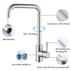 Homelody Küchenarmatur 360° Drehbar Wasserhahn Küche Edelstahl Spültischarmatur Mit Hoher Auslauf (251mm) Mischbatterie Küche Armatur Hochdruck Einhebelmischer 16 Homelody Küchenarmatur 360° Drehbar Wasserhahn Küche Edelstahl Spültischarmatur Mit Hoher Auslauf (251mm) Mischbatterie Küche Armatur Hochdruck Einhebelmischer -Garten- & Gewächshäuser Geschäft 911fb09654c8673acfcf17eabfd77031