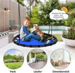 COSTWAY Ø100cm Nestschaukel Kinderschaukel, Rundschaukel 100-160cm Verstellbaren Seil, Baumschaukel 150kg Tragkraft, Tellerschaukel Hängeschaukel Blau 6 COSTWAY Ø100cm Nestschaukel Kinderschaukel, Rundschaukel 100-160cm Verstellbaren Seil, Baumschaukel 150kg Tragkraft, Tellerschaukel Hängeschaukel Blau -Garten- & Gewächshäuser Geschäft 914f817d41b3c8ae61eb277b6092ab91