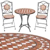 Deuba Mosaik Sitzgruppe 3 Teilig Set Metall 60 Cm 2 Stühle Klappbar Garten Balkon Terrasse Tisch Gartenmöbel Balkonmöbel