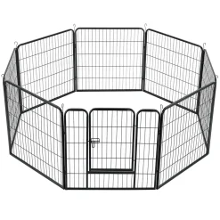 Juskys Welpenauslauf Plus 160 X 160 X 80 Cm – Welpenlaufstall 8-teilig Aus Metall – Freigehege Mit Tür – Welpengitter Für Hunde, Hasen & Kleintiere -Garten- & Gewächshäuser Geschäft 9182f300334eaf6f6e4ae8a1a4708f4c