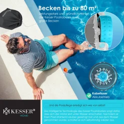 KESSER® Poolroboter Poolreiniger Akku Aqua-9000 Inkl. Transporttasche Pool Roboter Für Bis 80m² Pools, Li-Ion Akku Max. 75 Min, Kabellos Poolsauger Bodenreinigung Vollautomatisch Bodensauger, Farbe:Anthrazit 17 KESSER® Poolroboter Poolreiniger Akku Aqua-9000 Inkl. Transporttasche Pool Roboter Für Bis 80m² Pools, Li-Ion Akku Max. 75 Min, Kabellos Poolsauger Bodenreinigung Vollautomatisch Bodensauger, Farbe:Anthrazit -Garten- & Gewächshäuser Geschäft 91833f8fa869b1cbb9adb26a308ace6f