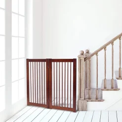 COSTWAY 2 Stücke Absperrgitter Hunde, Holz Schutzgitter Mit Tor Klappbar, Treppengitter Hundeabsperrgitter Flexibel Türschutzgitter -Garten- & Gewächshäuser Geschäft 91ada0f8c590eba98442fabcbbf1d59f