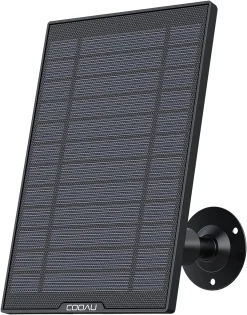 COOAU Solarpanel Für Solarbetriebene Sicherheitskamera,Akku Überwachungskamera Aussen WLAN IP Kamera Outdoor Oder Türklingel, Wetterfest, 360° Einstellbare Halterung,3M USB-Kable