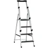 DURHAND Klapptritt Stehleiter Mit 4 Stufen Rutschfest Rostfrei Leiter Gerüstbock Mit Werkzeugablage Handlauf Bis 150 Kg Belastbar Inkl. Anti-Rutsch-Füße Alu 45,5 X 82 X 145 Cm