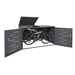 Mendler 2er-Fahrradgarage HWC-H80, Fahrradbox Geräteschuppen, Abschließbar Ohne Pflanzkasten 118x191x100cm Anthrazit