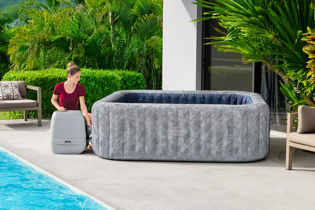 Bestway® LAY-Z-SPA® WLAN-Whirlpool San Francisco HydroJet Pro™ Ø 230 X 230 X 71 Cm, Eckig 1 Bestway® LAY-Z-SPA® WLAN-Whirlpool San Francisco HydroJet Pro™ Ø 230 X 230 X 71 Cm, Eckig