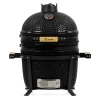 BBQ-Toro Kamado Grill Holzkohlegrill Ø 39 Cm "SHIRO" Mit Thermometer Und Holzgriffen, Schwarz