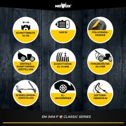 MOWOX Elektrorasenmäher EM 3414 P, 1400 W -Garten- & Gewächshäuser Geschäft 92c9a188c681e9ef85a7aa4b486bea24