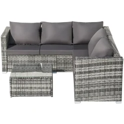 Merax Gartenlounge-Set Für 4-5 Personen, Gartenmöbel Set Polyrattan Sitzgruppe Balkonset Gartenlounge Mit Tisch Und Kissen Für Garten, Terasse Und Balkon, 181 X 181 X 66 Cm, Grau -Garten- & Gewächshäuser Geschäft 92ceed40c0196d9530894ecc0df9a473