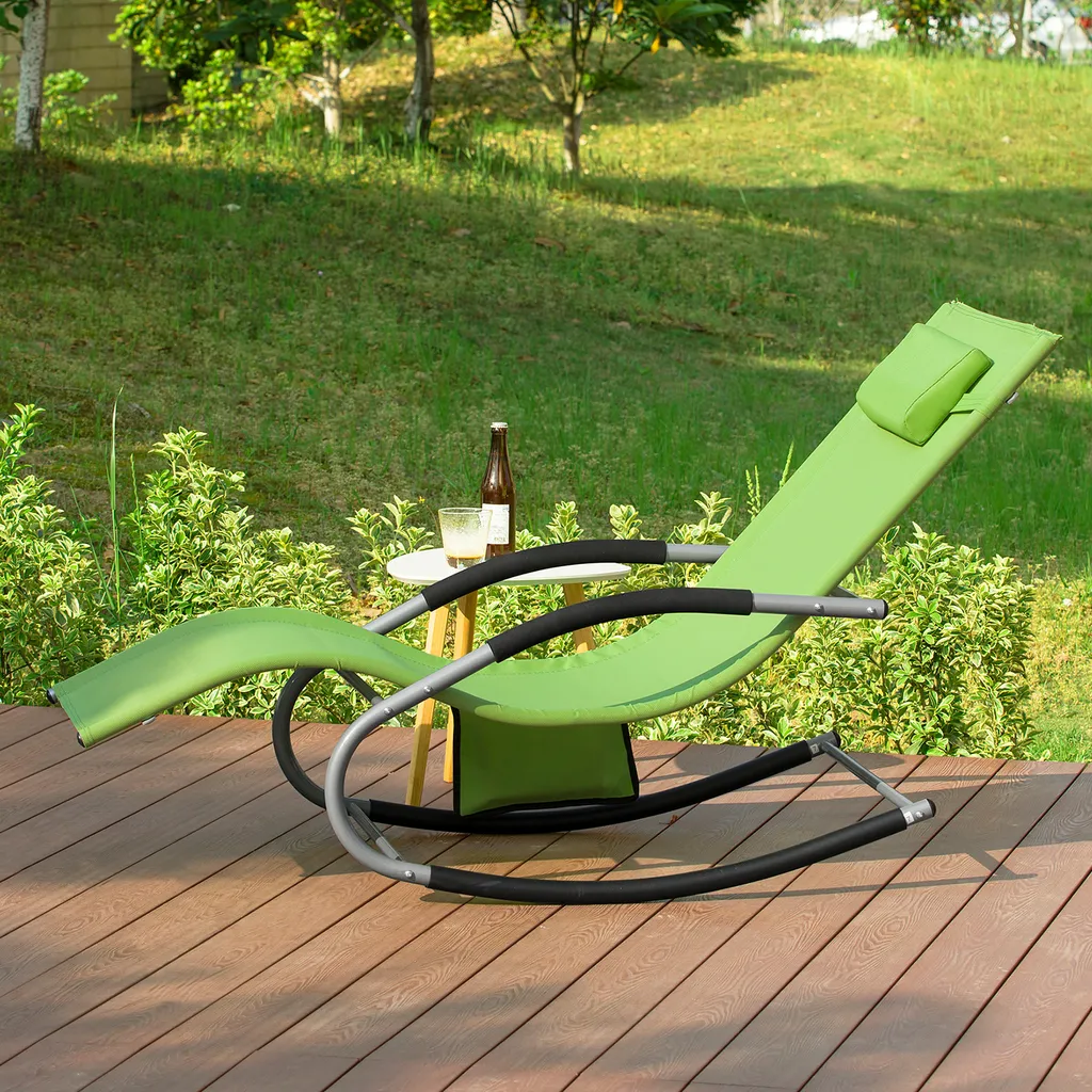 SoBuy OGS28-GR Swingliege Schaukelliege Sonnenliege Liegestuhl Gartenliege Mit Tasche Gewebe In Grün 4 SoBuy OGS28-GR Swingliege Schaukelliege Sonnenliege Liegestuhl Gartenliege Mit Tasche Gewebe In Grün – Bild 4