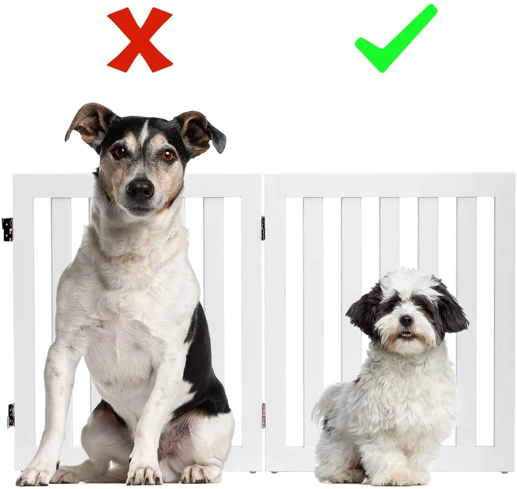 COSTWAY Absperrgitter Hunde 60cm Hoch, Schutzgitter Holz Klappbar, Treppengitter Hundeabsperrgitter Flexibel Türschutzgitter (2 Paneelen, Weiß) 3 COSTWAY Absperrgitter Hunde 60cm Hoch, Schutzgitter Holz Klappbar, Treppengitter Hundeabsperrgitter Flexibel Türschutzgitter (2 Paneelen, Weiß) – Bild 3
