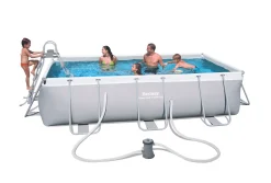 Bestway Power Steel™ Frame Pool-Set, Eckig, Mit Filterpumpe & Sicherheitsleiter 404 X 201 X 100 Cm