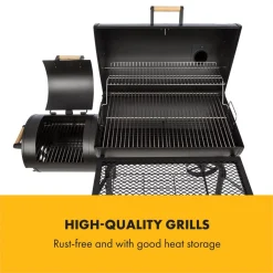 Klarstein Beef Brisket Smoker Grill | Holzkohlegrill/Smoker | Rostfreie Grillroste Aus Edelstahl | Thermometer Im Deckel | 2 Große Räder -Garten- & Gewächshäuser Geschäft 93c328fd87373ff2976a30b70a42033e