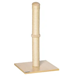 PawHut Kratzstamm Für Katzen Kratzsäule Aus Sisal Stabiler Kratzbaum Kratz Spielzeug Katze Mit Ball 60 Cm Spanplatte Sisal Beige+Eiche 34 X 34 X 60 Cm