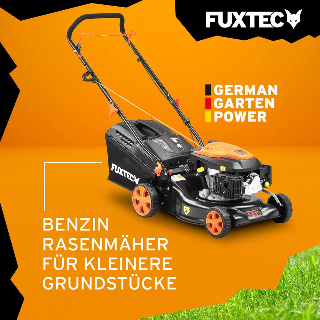 FUXTEC Benzin Rasenmäher | 3,5PS Motormäher | Benzinmäher Mit 40L Fangkorb-Volumen | 430mm | 146ccm | 25kg | Bis 400m² | FX-RM4346ECO 9 FUXTEC Benzin Rasenmäher | 3,5PS Motormäher | Benzinmäher Mit 40L Fangkorb-Volumen | 430mm | 146ccm | 25kg | Bis 400m² | FX-RM4346ECO – Bild 9