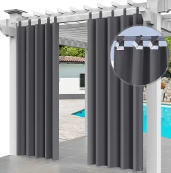 Ferocity Outdoor Vorhang 2er SET Schlaufengardine 220 X 155 Cm Gartenlauben Balkon-Vorhänge Gardinen Verdunkelungsvorhänge Mit Schlaufen, Vorhang Wasserdicht Für Pavillon Strandhaus (2 Panele) Graphit [129]