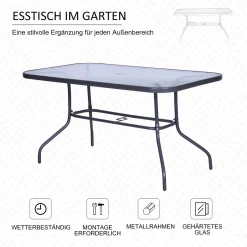 Outsunny Gartentisch Bistrotisch Balkontisch Garten Beistelltisch Bistrotisch Gartenmöbel Mit Glasplatte Schirmloch Hartglas + Metall Carbongrau 140 X 80 X 70 Cm -Garten- & Gewächshäuser Geschäft 9432fd95d146a6fb1b9a95a41522a020