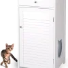 WONDERMAKE Katzenschrank Für Katzentoilette Groß Hoch Aus Holz, Katzenklo-Schrank Katzen-Kommode Mit Schublade Und Tür Geschlossen, Design Katzen-Haus Toilette Klo XL, 51 X 46 X 96 Cm, Weiß