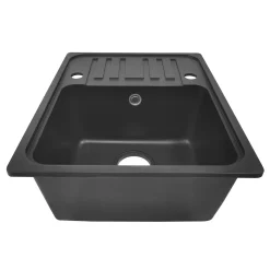 Aquamarin® Spülbecken - Schwarz, Granit, Ca. 56,9 X 44,9 Cm, Mit Abtropffläche, Rechteckig, Reversibel, Gesprenkelt - Küchenspüle, Einbauspüle, Spüle, Verbundspüle, Küchenspüle -Garten- & Gewächshäuser Geschäft 94524589a72a7c9a8843cdfb7217794b