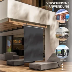 Outsunny Senkrechtmarkise Balkonsichtschutz Mit Sonnenschutz, 124 X 222cm Balkonrollo Mit Haken, Sichtschutz Für Pavillon, Pergola, Polyester, Dunkelgrau 13 Outsunny Senkrechtmarkise Balkonsichtschutz Mit Sonnenschutz, 124 X 222cm Balkonrollo Mit Haken, Sichtschutz Für Pavillon, Pergola, Polyester, Dunkelgrau -Garten- & Gewächshäuser Geschäft 949ccbfc7edc2ffc692ca7ea97b02120
