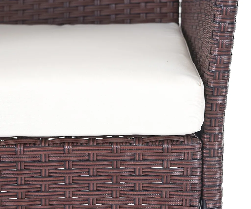 Mendler Poly-Rattan Garten-Garnitur HWC-D82, Sitzgruppe Lounge-Set Braun-meliert Mit Kissen Creme 5 Mendler Poly-Rattan Garten-Garnitur HWC-D82, Sitzgruppe Lounge-Set Braun-meliert Mit Kissen Creme – Bild 5