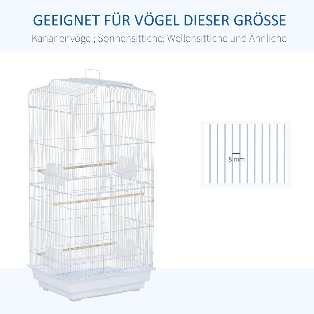 PawHut Vogelkäfig Vogelhaus Vogelvoliere Vogelbauer Mit Ausnehmbarer Bodenschale Weiß 47,5 X 36 X 91 Cm 7 PawHut Vogelkäfig Vogelhaus Vogelvoliere Vogelbauer Mit Ausnehmbarer Bodenschale Weiß 47,5 X 36 X 91 Cm – Bild 7