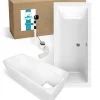 Calmwaters® Badewanne Komplettset 180x80 Cm Mit Wannenträger & Ablaufgarnitur, Duobadewanne Für 2, Set Acryl-Badewanne Rechteckig, Modern Select Rechteck Badewanne 180 X 80 Cm, Weiß, 99000158