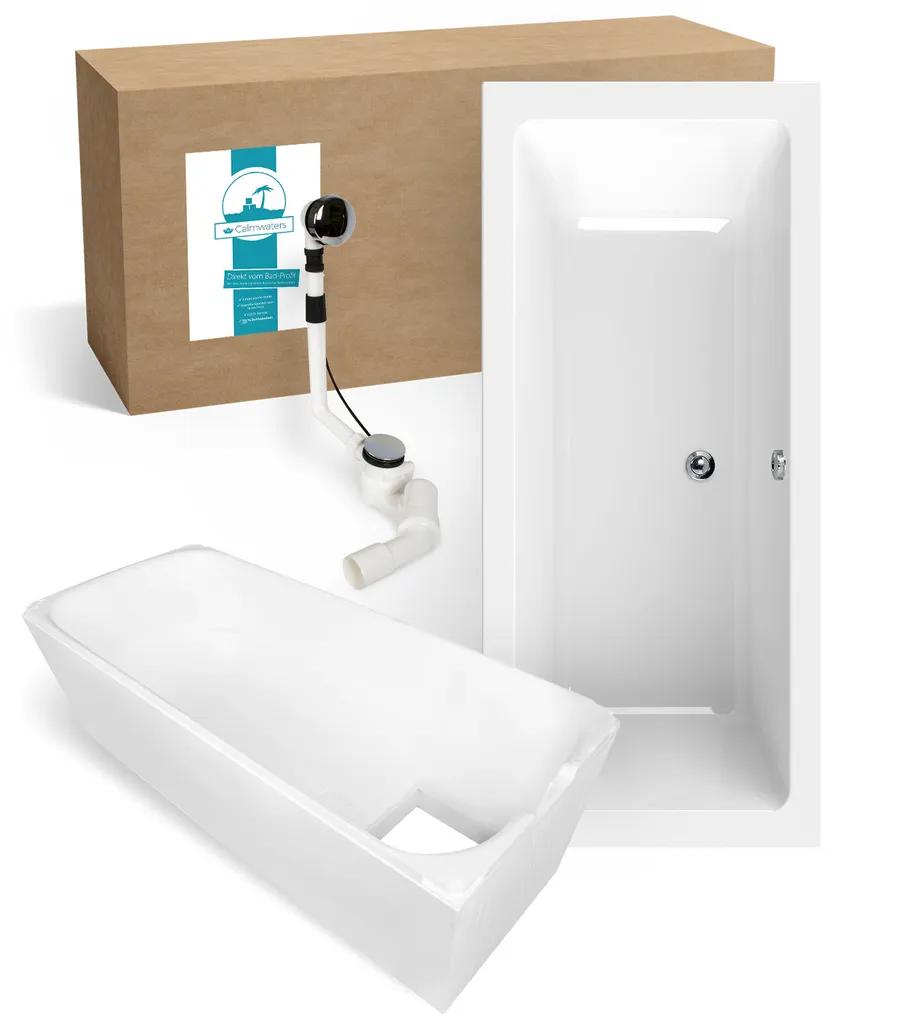 Calmwaters® Badewanne Komplettset 180x80 Cm Mit Wannenträger & Ablaufgarnitur, Duobadewanne Für 2, Set Acryl-Badewanne Rechteckig, Modern Select Rechteck Badewanne 180 X 80 Cm, Weiß, 99000158 1 Calmwaters® Badewanne Komplettset 180x80 Cm Mit Wannenträger & Ablaufgarnitur, Duobadewanne Für 2, Set Acryl-Badewanne Rechteckig, Modern Select Rechteck Badewanne 180 X 80 Cm, Weiß, 99000158