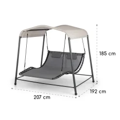 Blumfeldt Palermo - Doppel-Schaukel-Liege, Gartenliege, Stahlrahmen, Sonnendach: 200 X 144 Cm (BxT), Liegefläche: 130 X 207 Cm (BxT), Einfacher Aufbau, 2 Höhenverstellbare Kopfkissen, Grau -Garten- & Gewächshäuser Geschäft 9540dc4f448e8de19aba5ae9269222dc