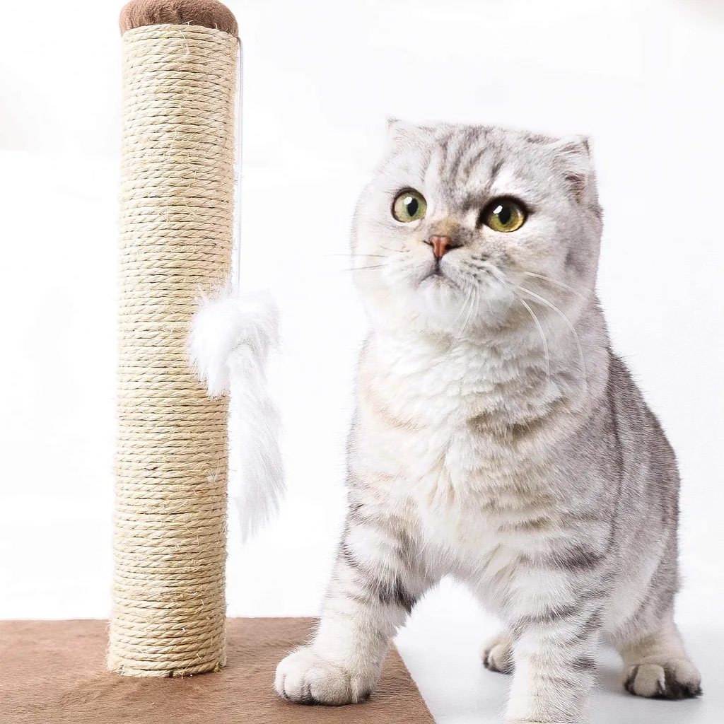 Aigostar Katzenbaum Mit Pfosten-Sisal-Kratze Kätzchen Spielturm Mit Hängespielzeug Kleine Katze Kletteraktivitätszentrum, Braun, 25 * 25 * 35cm 1 Aigostar Katzenbaum Mit Pfosten-Sisal-Kratze Kätzchen Spielturm Mit Hängespielzeug Kleine Katze Kletteraktivitätszentrum, Braun, 25 * 25 * 35cm