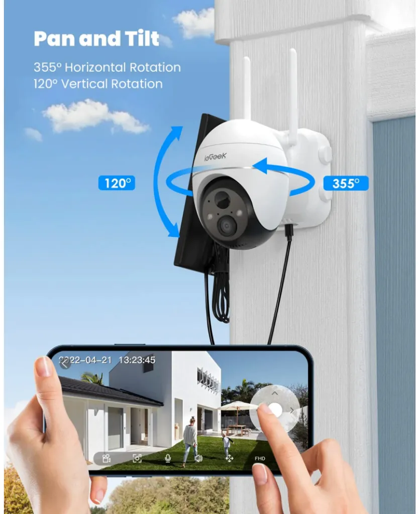 IeGeek 2K Kabellose Überwachungskamera Außen Akku Mit 32G SD-Karte, Wlan Kamera Outdoor Mit Farbnachtsicht 15m, PIR Bewegungsmelder, Personen/Autoerkennung, 2-Wege-Audio, IP65, Weiß 2 IeGeek 2K Kabellose Überwachungskamera Außen Akku Mit 32G SD-Karte, Wlan Kamera Outdoor Mit Farbnachtsicht 15m, PIR Bewegungsmelder, Personen/Autoerkennung, 2-Wege-Audio, IP65, Weiß – Bild 2