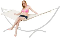 Amanka Outdoor Stabhängematte 190x80cm Garten Hängematte Mit Stange Bis 100kg Beige -Garten- & Gewächshäuser Geschäft 958bd67c5edc5eb948e2acc7e9c5cbf2