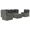 VidaXL 4-tlg. Garten-Lounge-Set Mit Polstern Poly Rattan Grau