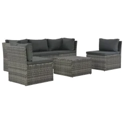 VidaXL 4-tlg. Garten-Lounge-Set Mit Polstern Poly Rattan Grau