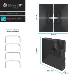 KESSER® Sonnenschirmständer 4-teilig Schirmgewicht Schirmständer Für Ampelschirm Bodenkreuz 90 Liter / 120 Kg Befüllbar Mit Wasser Oder Sand Inkl. Metallverbinder Ampelschirmständer Kunststoff, Farbe:Schwarz -Garten- & Gewächshäuser Geschäft 9598f5fb319c39e21cc5b2bfb757b891