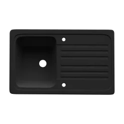 Aquamarin® Spülbecken - Granit, Set, Ca. 75,9 X 45,9 Cm, Mit Ablaufgarnitur, Schwarzem Wasserhahn, Umkehrbarer Abtropffläche, Rechteckig, Schwarz - Einbauspüle, Spüle, Verbundspüle, Küchenspüle -Garten- & Gewächshäuser Geschäft 95a64cbc05b2d04dee9f5781d1adddd2