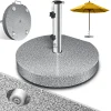 KESSER® Granit Sonnenschirmständer Mit Edelstahlrohr, Hochwertiger Schirmständer Sockel 25KG - Für Schirmstöcke Bis 16-48 Mm, Inkl. Transport Griff Garten Balkonschirmständer, Farbe:Grau, Größe:Rund