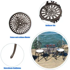 COSTWAY 3tlg. Bistroset Balkonset Gartenset Sitzgruppe Sitzgarnitur Gartengarnitur Gartenmoebel Bistrotisch Gartentisch Mit 2 Stuehlen Metall Antik -Garten- & Gewächshäuser Geschäft 95c5fe24d1340b561e60f3a5da06e679
