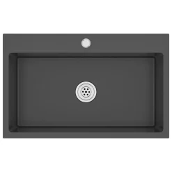 VidaXL Handgemachte Einbauspüle Schwarz Edelstahl